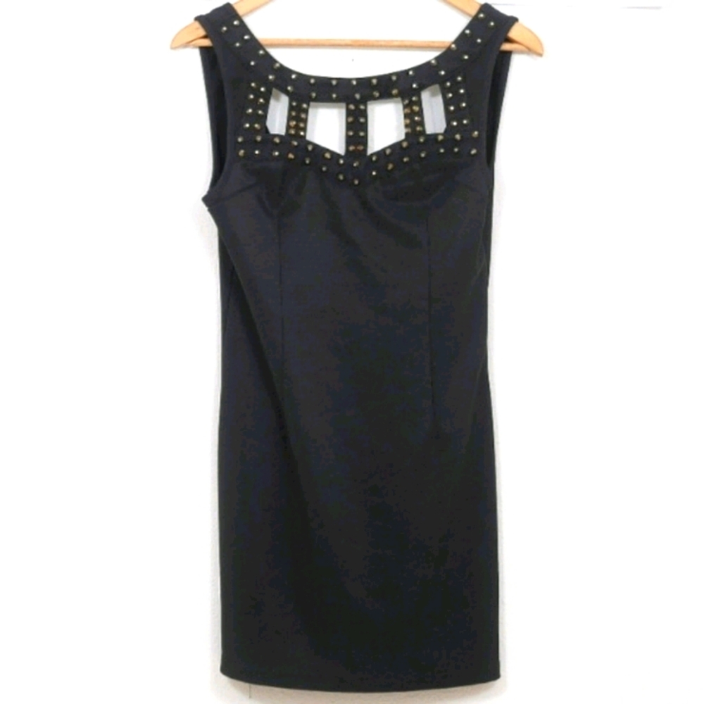 Orange Caramel Black sleeveless cutout/stud detail